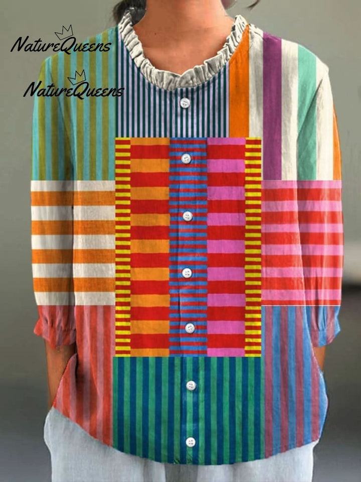 Women's Vintage Geometric Pattern Art Print Cotton Dress