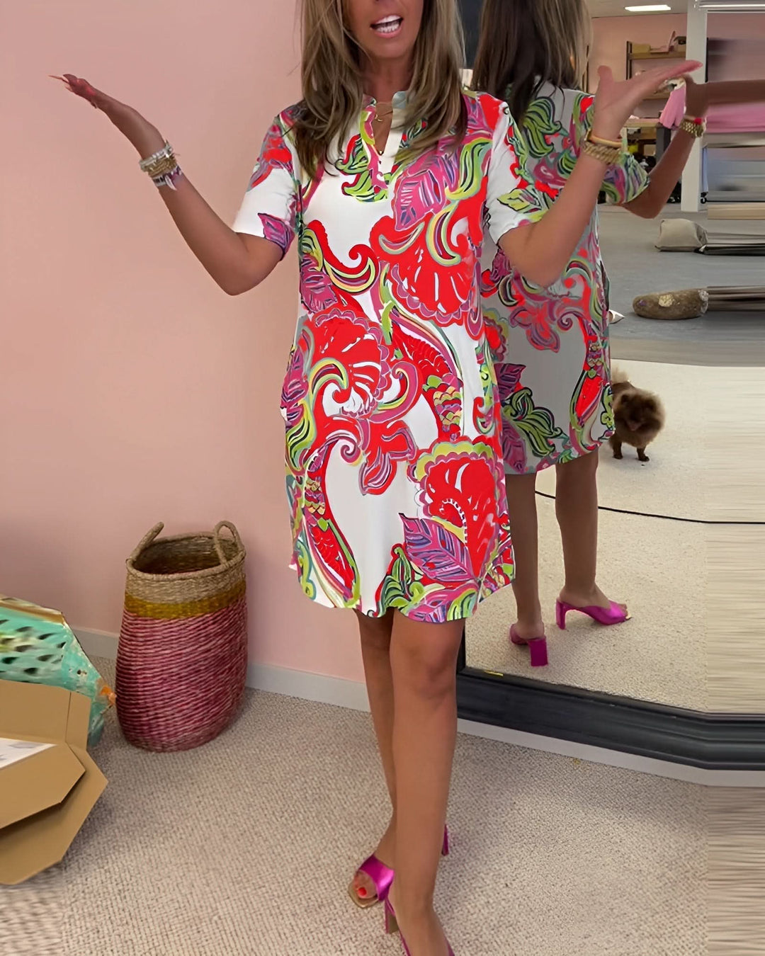 Gaëlle | Lightweight Printed V-Neck Dress