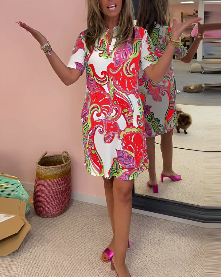 Gaëlle | Lightweight Printed V-Neck Dress