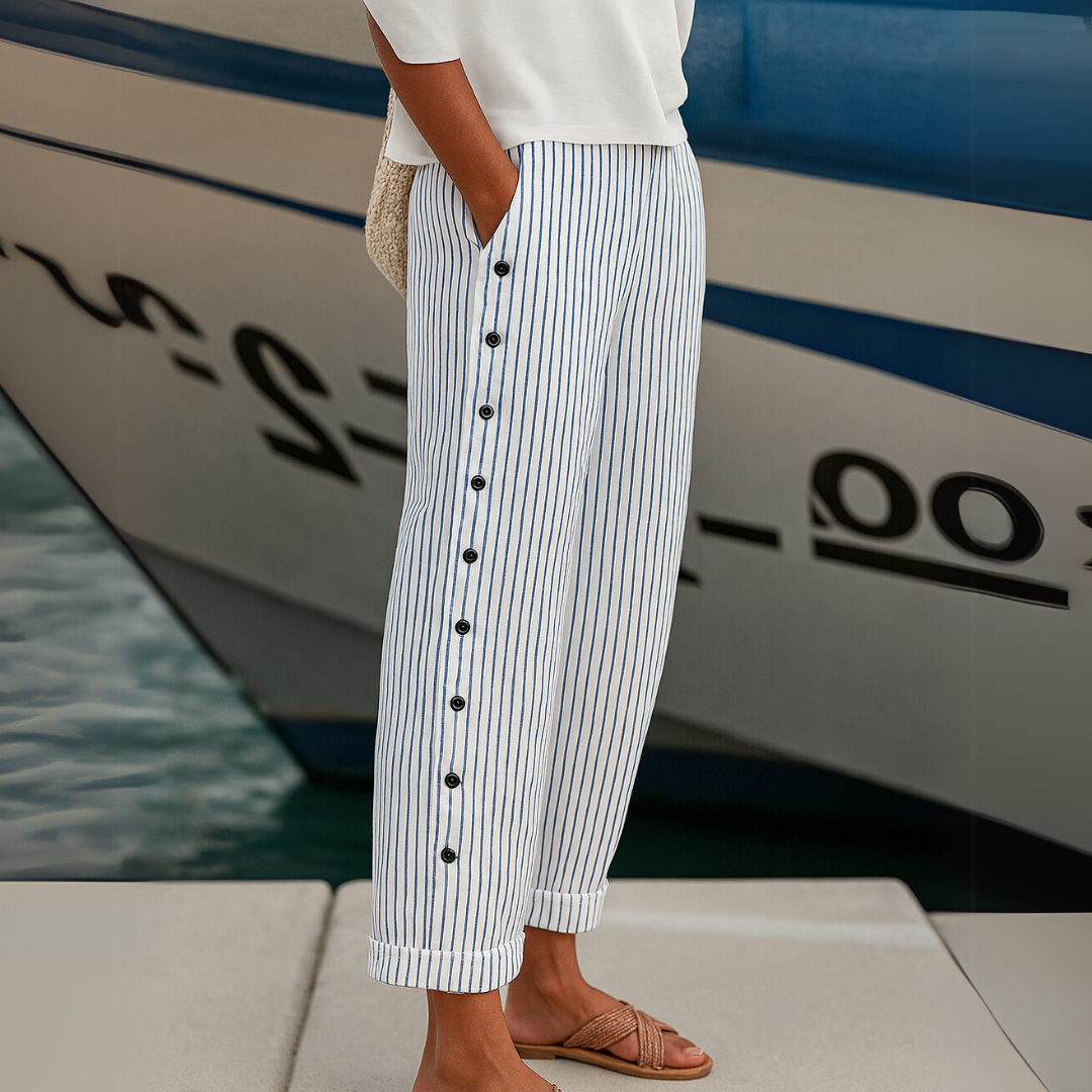 Freya - Seabreeze Stripe Button Trousers