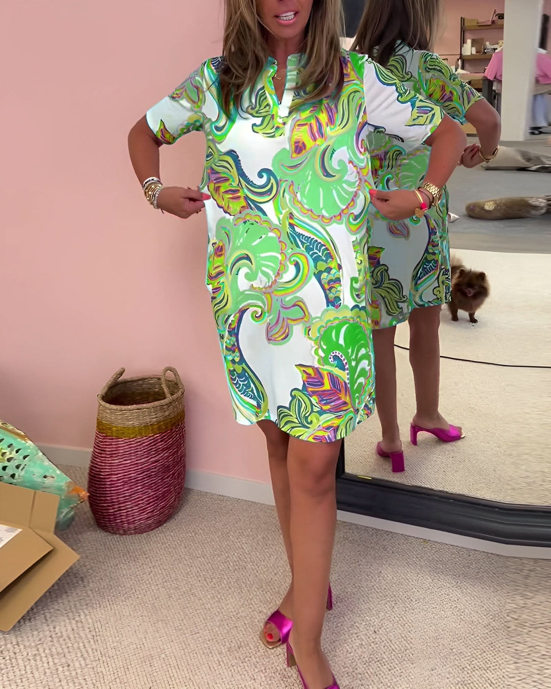 Gaëlle | Lightweight Printed V-Neck Dress