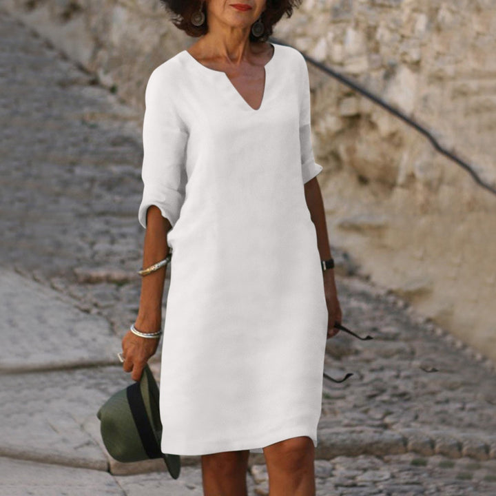 Emma | Elegant Midi Summer Dress with V-Neck