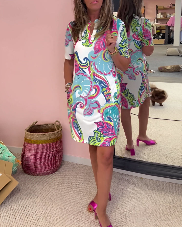 Gaëlle | Lightweight Printed V-Neck Dress