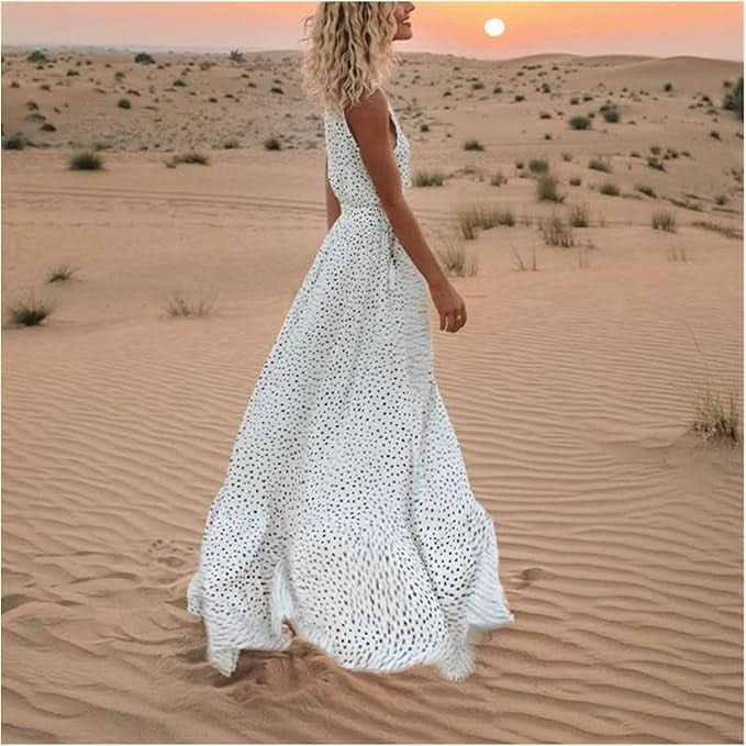 Ismena - Boho Polka Dot Maxi Dress