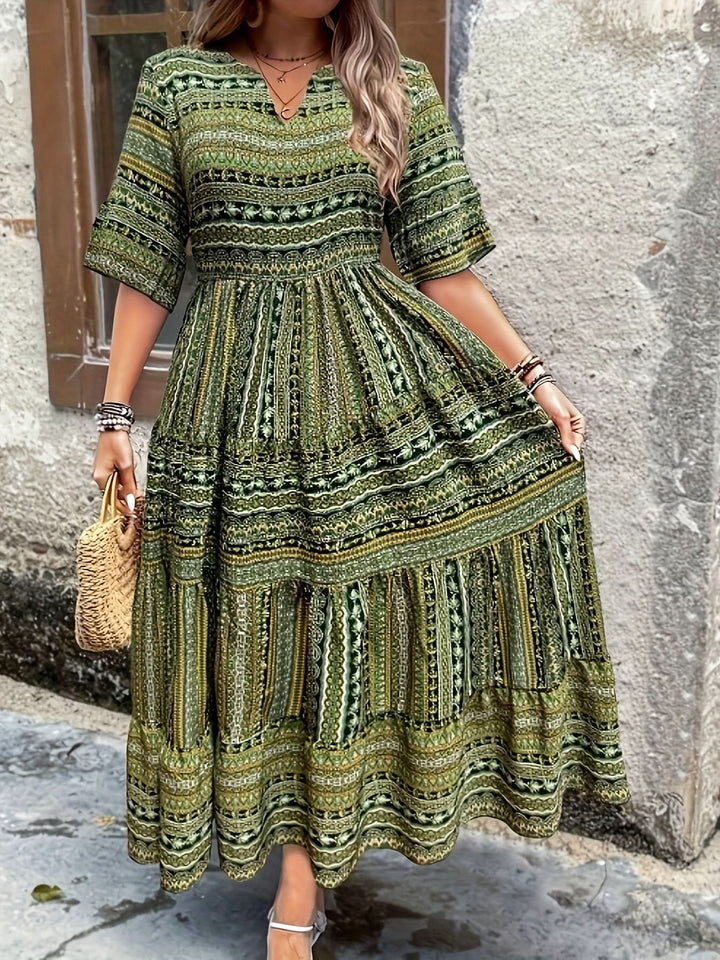 Sylpha - Elegant Ethnic Print Bohemian Dress