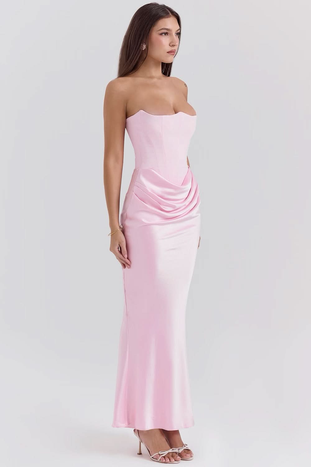 Hera - Elegant Retro Solid Color Strapless Party Dress