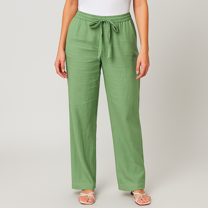 Jane - Elegant Tie Waist Linen Pants