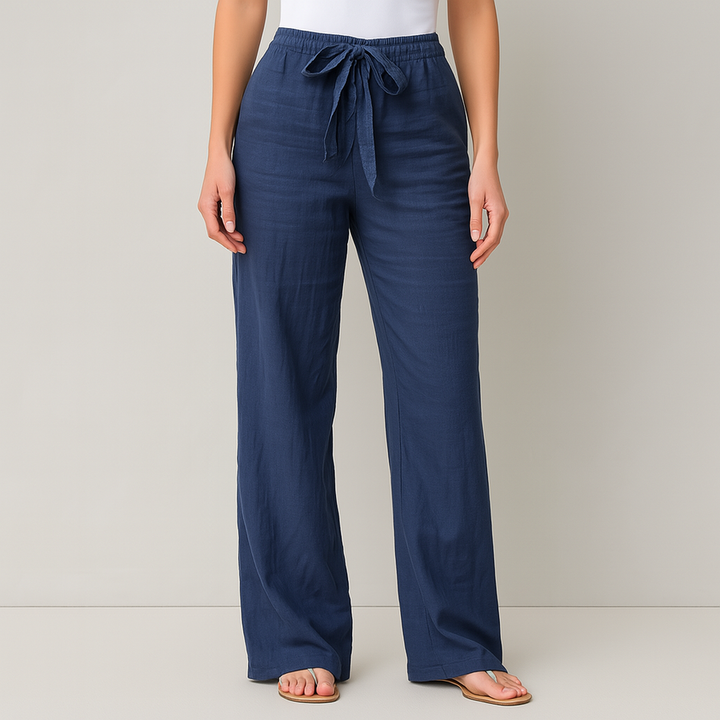 Gwyneth - Elegant Tie Waist Linen Pants