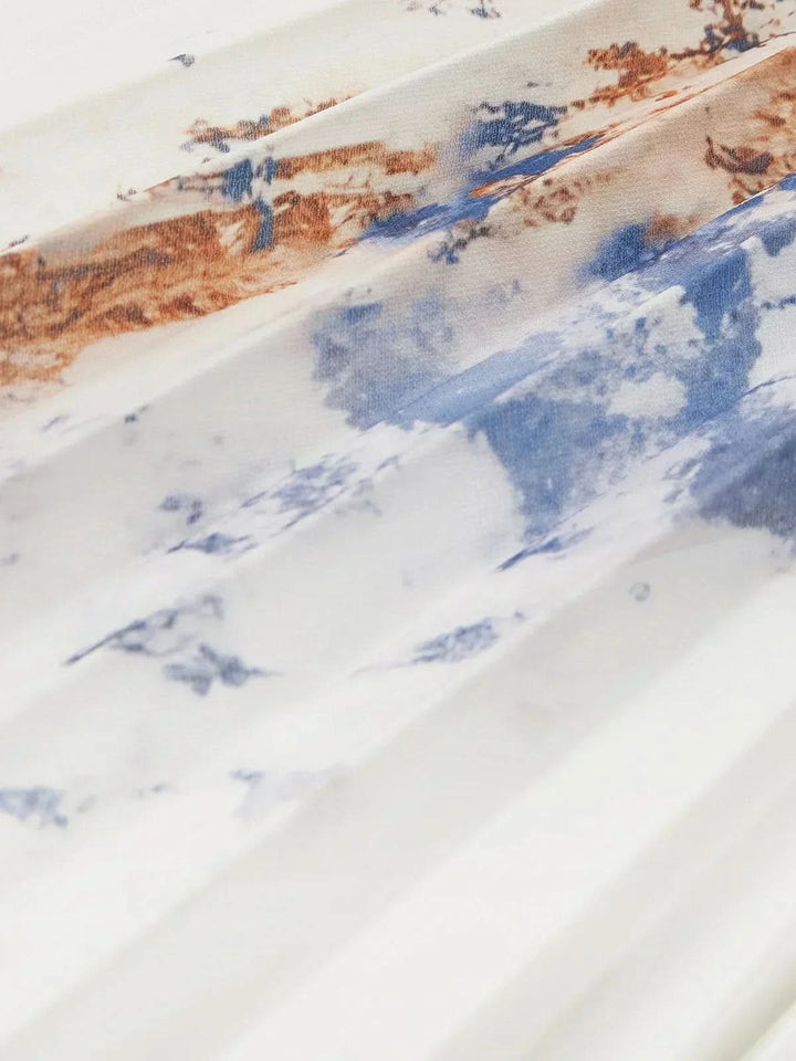 Halston - Elegant V-Neck Puff Sleeves Maxi Dress