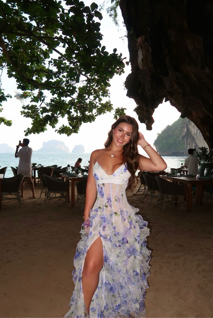 Gloria - Floral Cut-Out Split Beach Maxi Dress