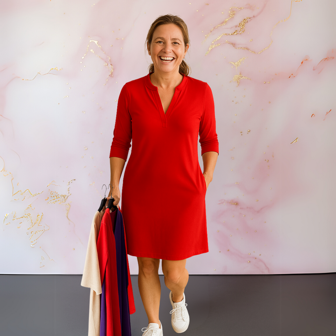 Stacy | Solid Dress with V-Neck