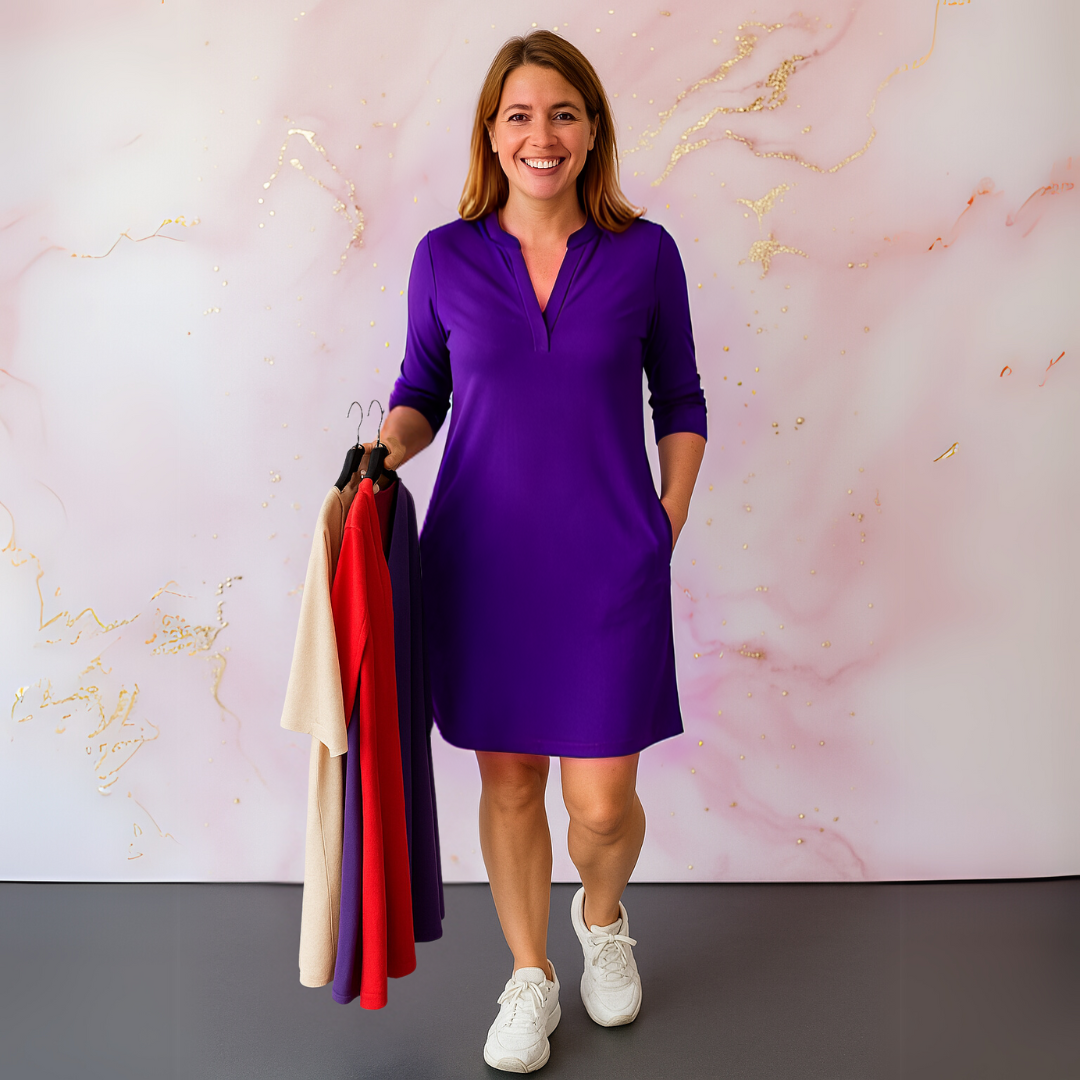 Stacy | Solid Dress with V-Neck