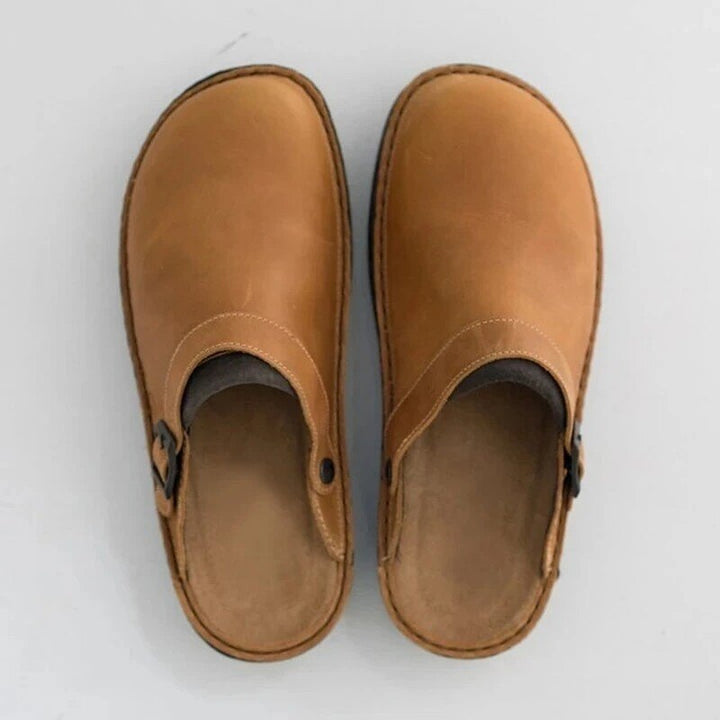 Cody | Brown Leather Slip-On Clogs
