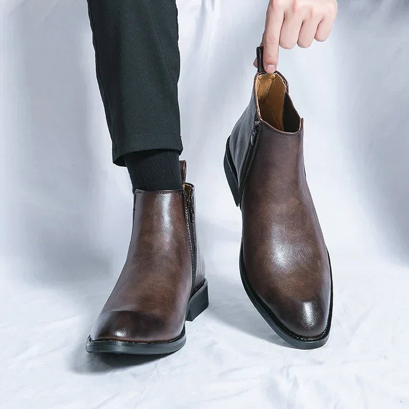 Daniel | Leather Chelsea Boots with Zipper