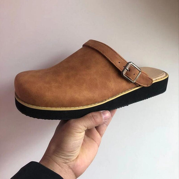 Cody | Brown Leather Slip-On Clogs