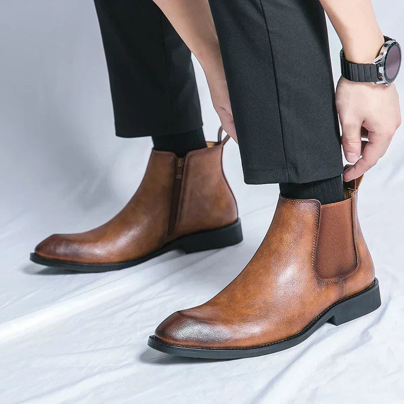 Daniel | Leather Chelsea Boots with Zipper