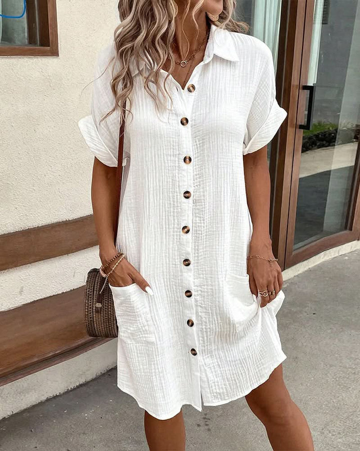 Hailey - Women’s Retro Cotton Linen Shirt Dress