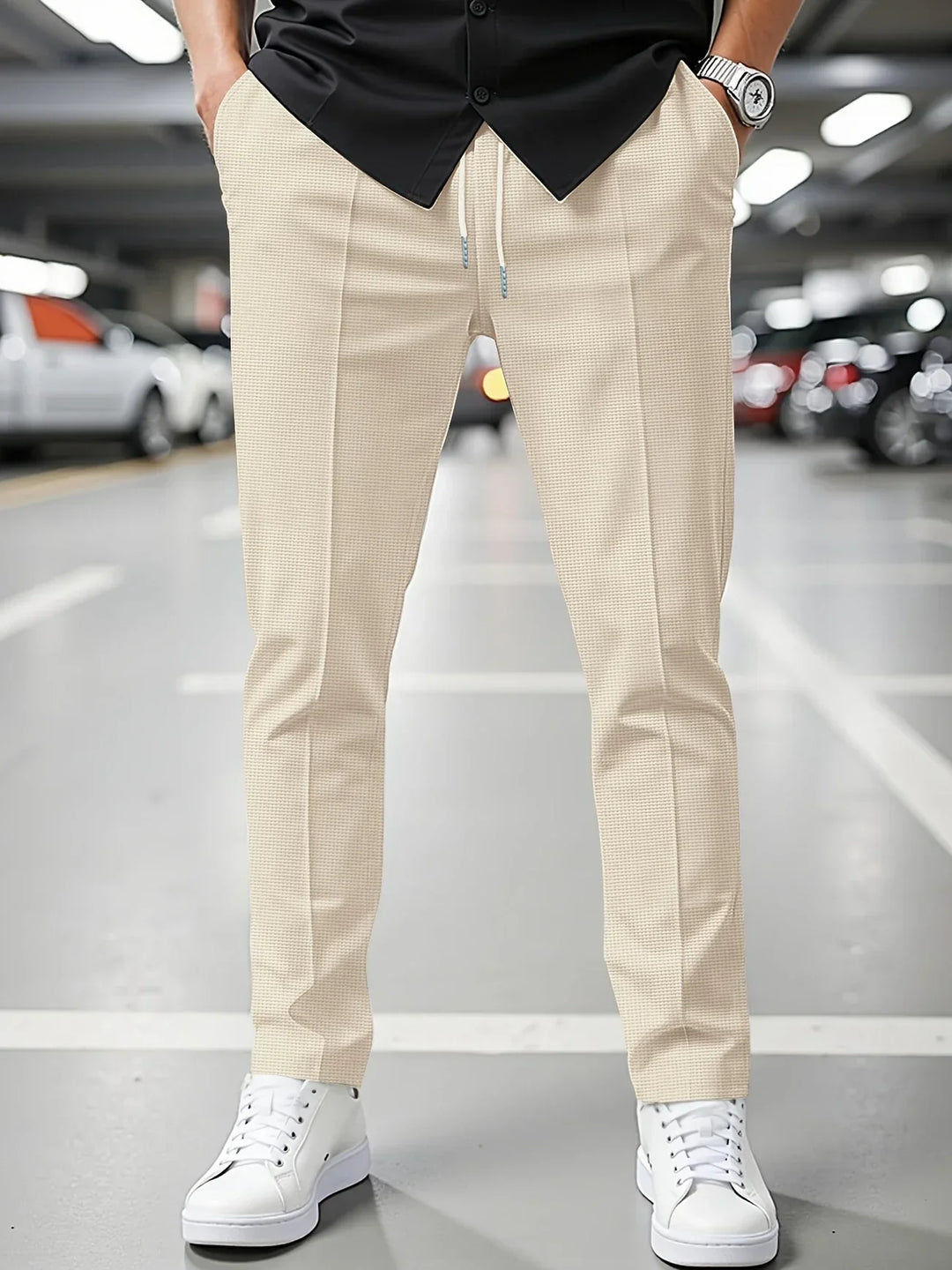 Einar | Men's Trousers with Drawstring Closure and Slim Fit