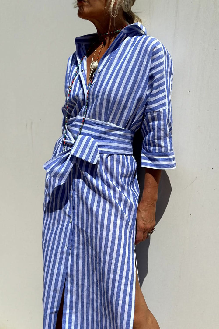 Sophia™ | Striped Shirt Midi Dress