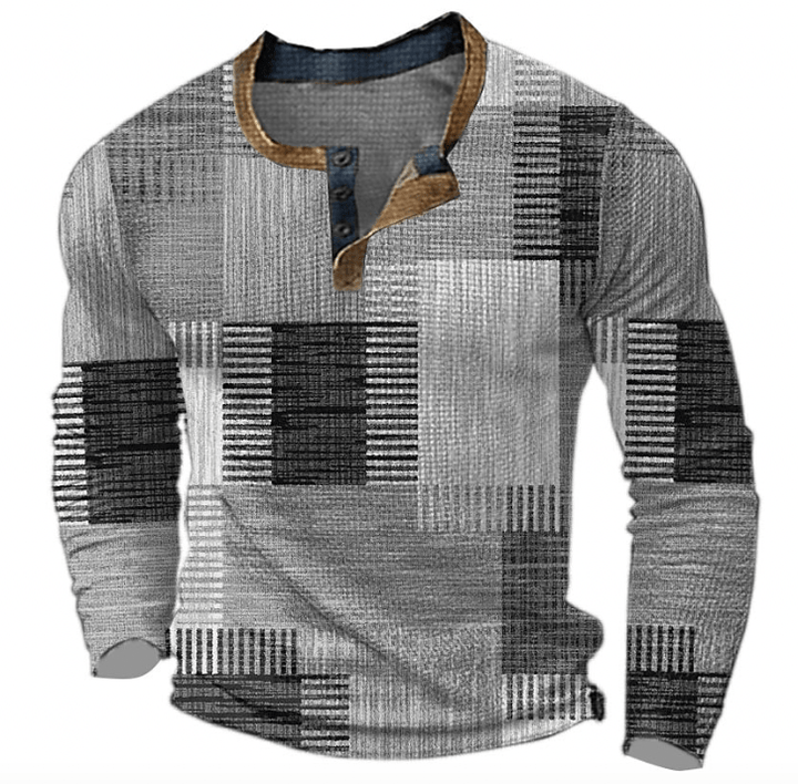 Norbert | Men's Winter Patchwork Knit Henley Top