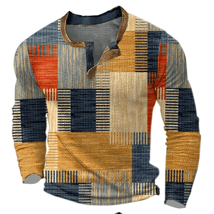 Norbert | Men's Winter Patchwork Knit Henley Top