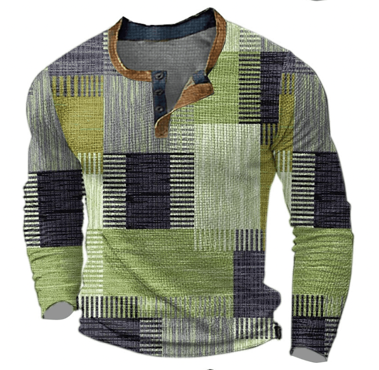 Norbert | Men's Winter Patchwork Knit Henley Top