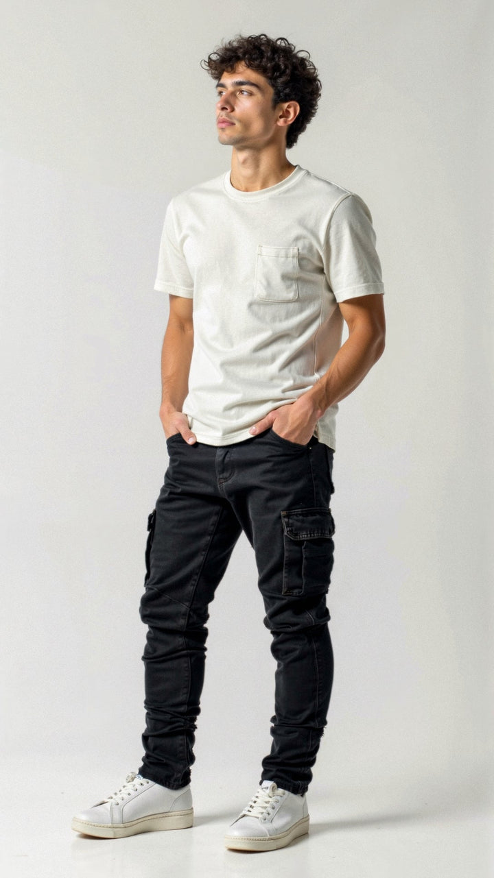 Svend | Slim Fit Black Cargo Pants