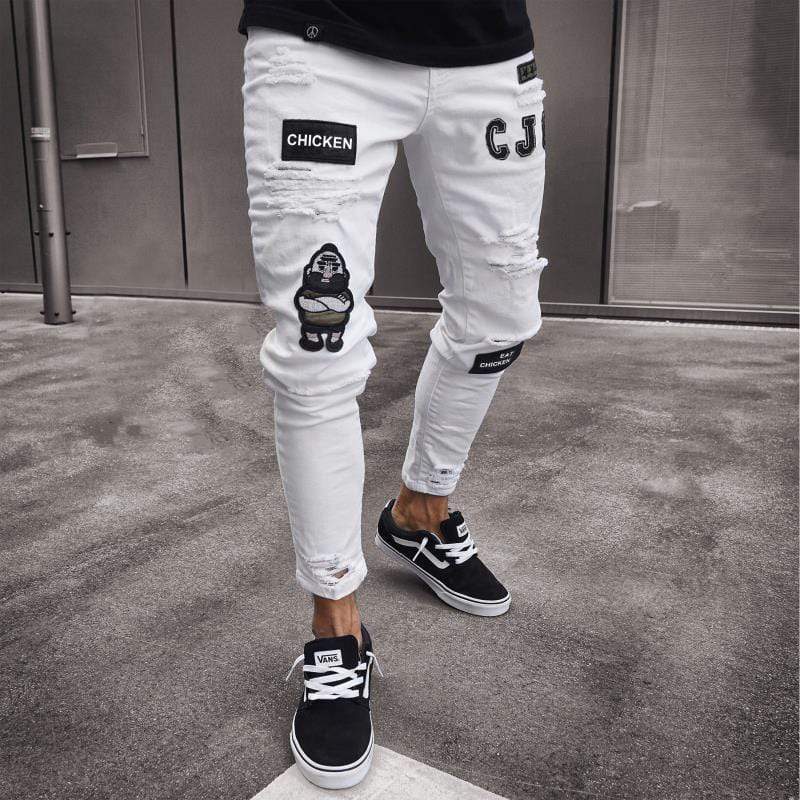 Bertram | Men's Stylish Ripped Skinny Jeans with Patches